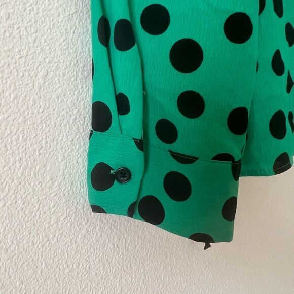 Zara Green Polka Dot Tie Blouse size M - Picture 5 of 9